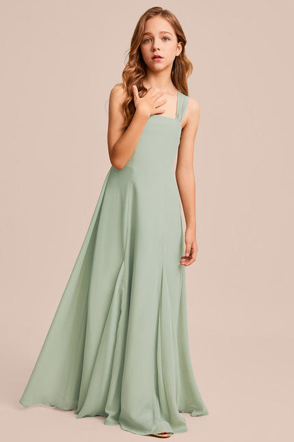 Robe Demoiselle D'Honneur Mousseline Ciel - gallery 2