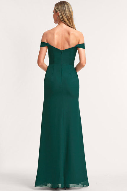 Robe Demoiselle D'Honneur Mousseline Émeraude - gallery 6