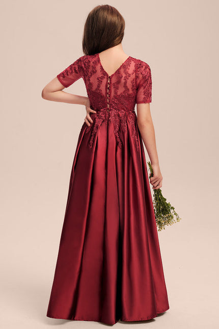 Robe Demoiselle D'Honneur Rouge Satiné - gallery 2