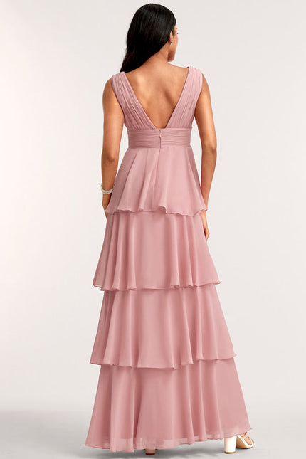 Robe Demoiselle D'Honneur Mousseline Beige - gallery 3