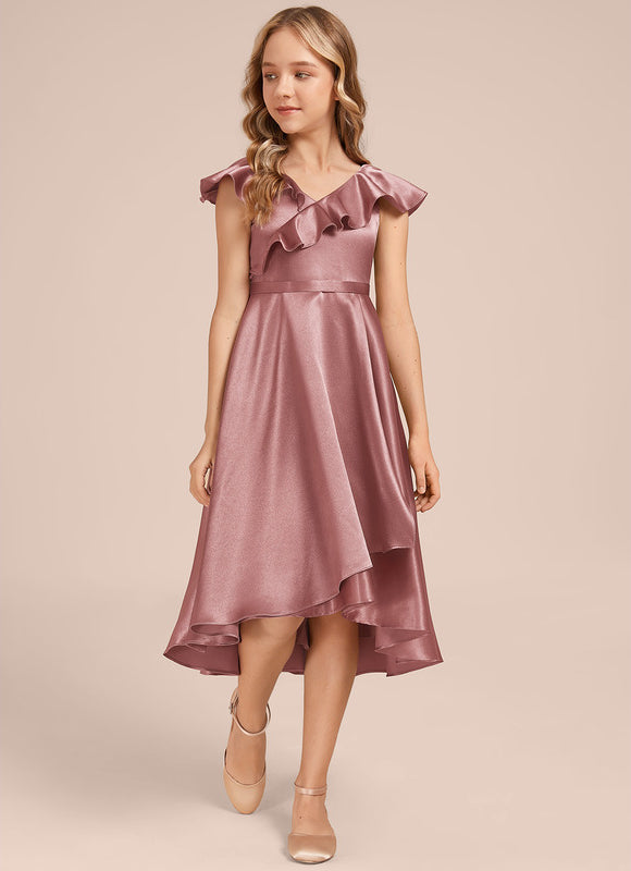 Robe Demoiselle D'Honneur Satin Ciel Ajustée - gallery 2