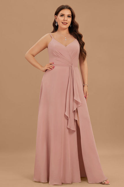 Robe Demoiselle D'Honneur À Volants Rose Pâle - gallery 6