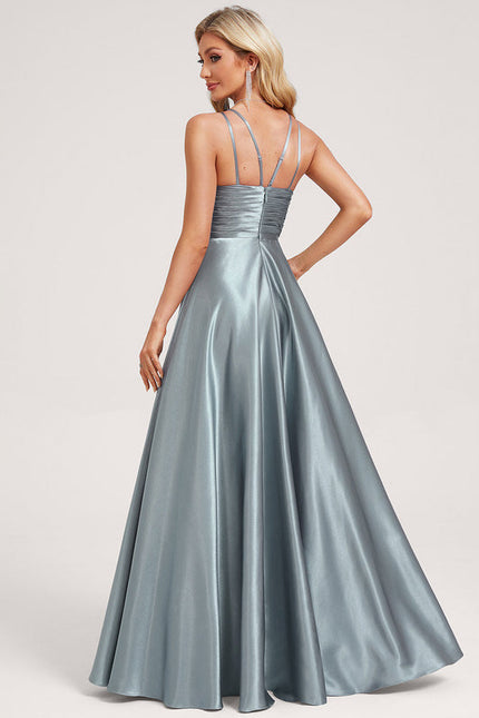 Robe Demoiselle D'Honneur Satin Bleu Nuit - gallery 4