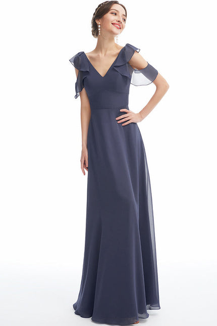 Robe Demoiselle D'Honneur À Volants Rose Pâle - gallery 1