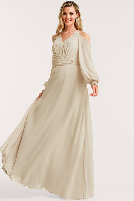 Robe Demoiselle D'Honneur Fluide Beige