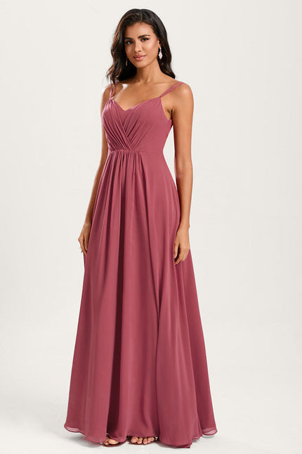 Robe Demoiselle D'Honneur À Volants Rose Pâle - gallery 3