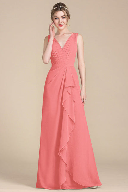 Robe Demoiselle D'Honneur À Volants Rose Pâle - gallery 7