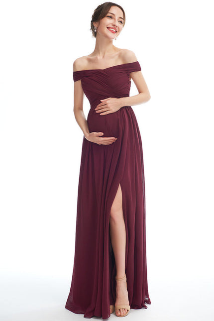 Robe Demoiselle D'Honneur Chiffon Bordeaux - gallery 1