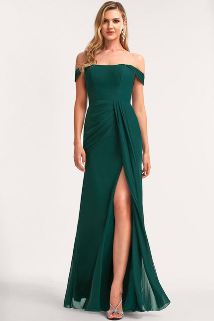 Robe Demoiselle D'Honneur Mousseline Émeraude - gallery 2