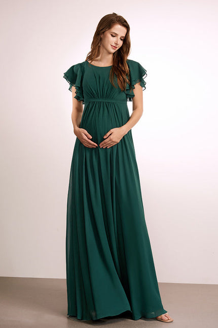 Robe Demoiselle D'Honneur Élégante Verte - gallery 3