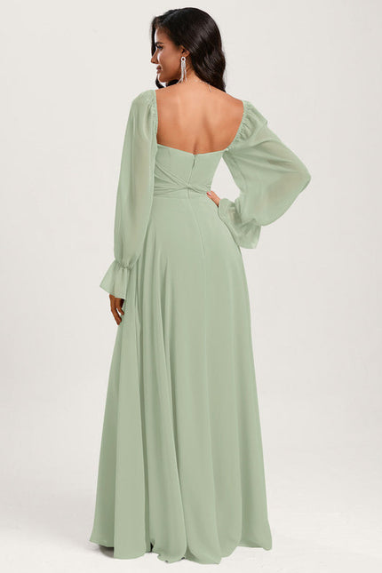 Robe Demoiselle D'Honneur Fluide Vert Doux - gallery 1