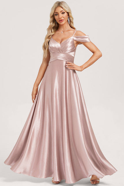 Robe Demoiselle D'Honneur Satin Rose Poudré - gallery 2