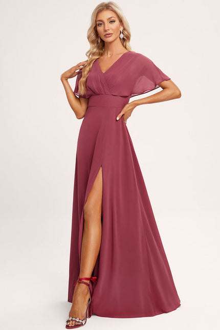 Robe Demoiselle D'Honneur À Volants Rose Pâle - gallery 2