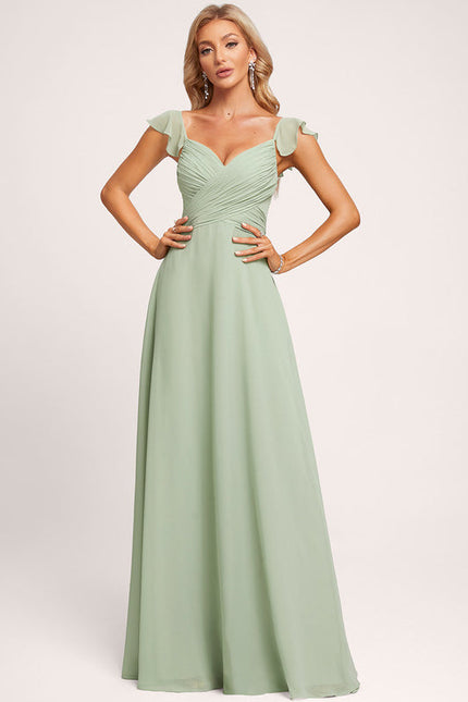 Robe Demoiselle D'Honneur À Volants Rose Pâle - gallery 1