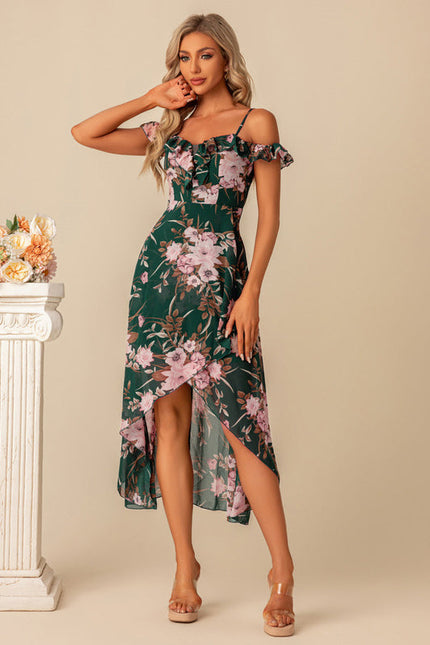 Robe Demoiselle D'Honneur Florale Évasée - gallery 3