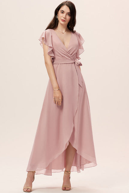 Robe Demoiselle D'Honneur Asymétrique Fluide - gallery 3