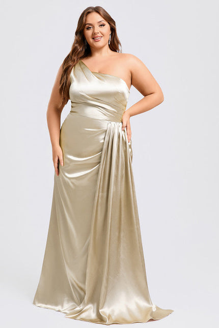 Robe Demoiselle D'Honneur Satinée Asymétrique Bleue - gallery 7