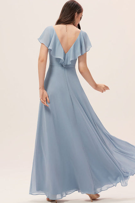 Robe Demoiselle D'Honneur Mousseline Beige - gallery 1