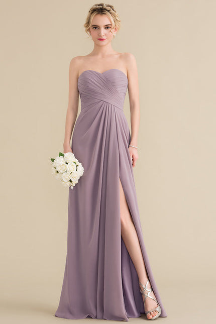 Robe Demoiselle D'Honneur Drapée Bordeaux - gallery 1