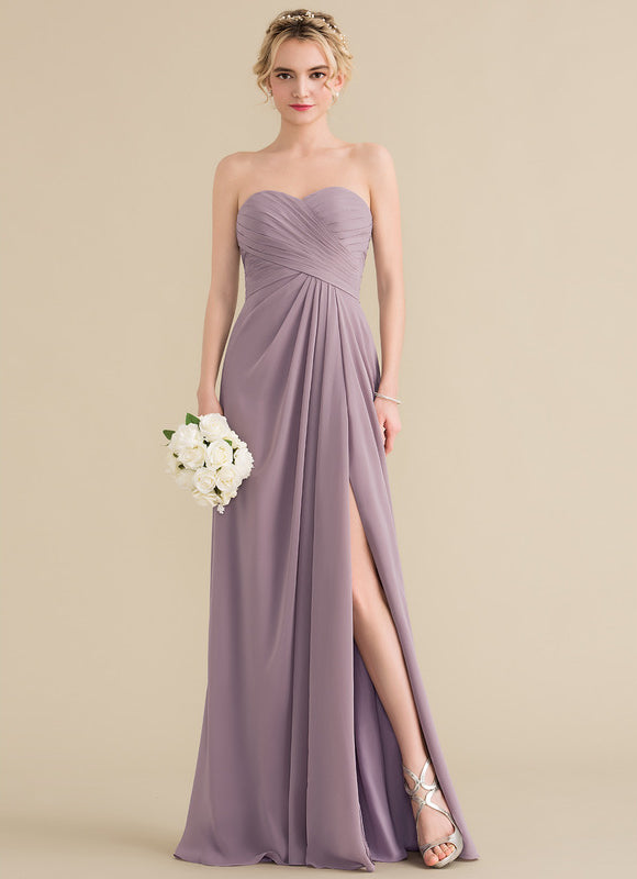 Robe Demoiselle D'Honneur Drapée Bordeaux - gallery 1