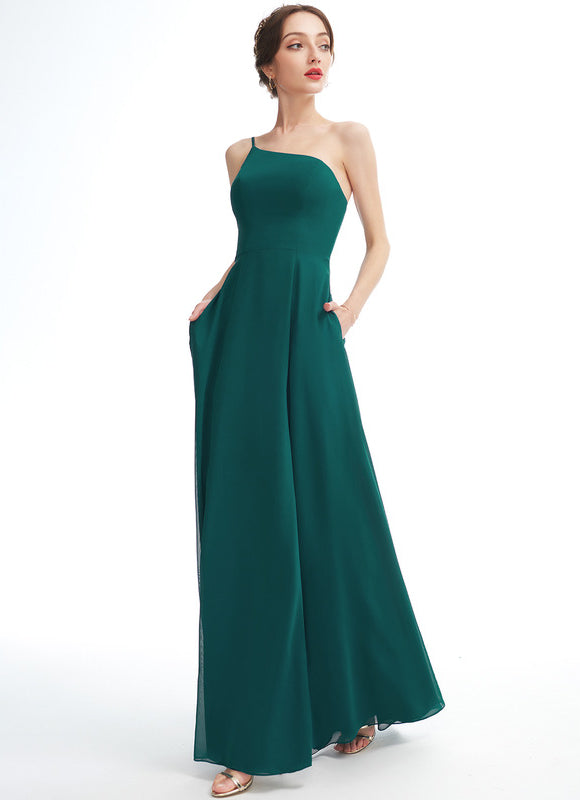 Robe Demoiselle D'Honneur Asymétrique Bordeaux - gallery 1