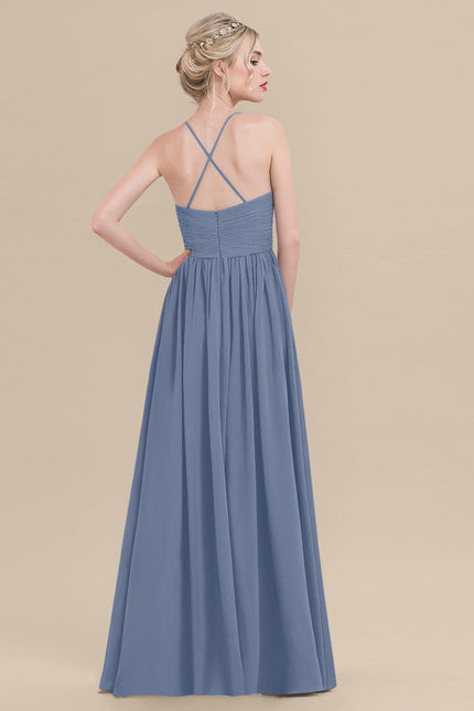 Robe Demoiselle D'Honneur Drapée Bordeaux - gallery 1