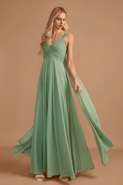 Robe Demoiselle D'Honneur À Volants Rose Pâle - gallery 3