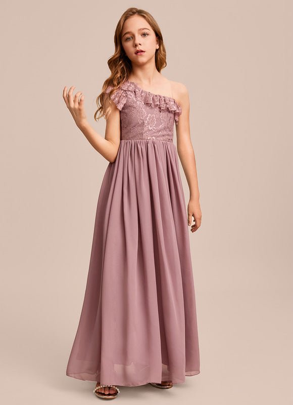 Robe Demoiselle D'Honneur Asymétrique Rose - gallery 1