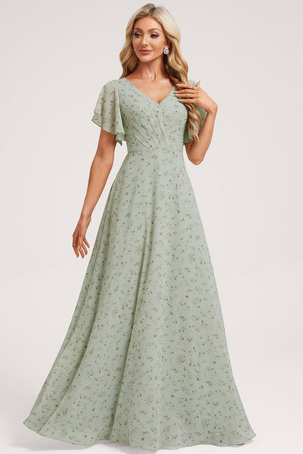 Robe Demoiselle D'Honneur À Volants Rose Pâle