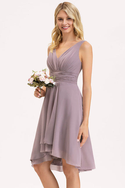 Robe Demoiselle D'Honneur Asymétrique Fluide - gallery 2