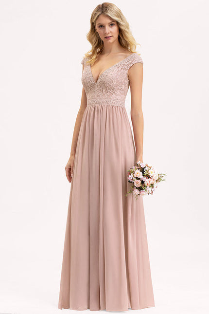 Robe Demoiselle D'Honneur Fluide Rose Pâle - gallery 4