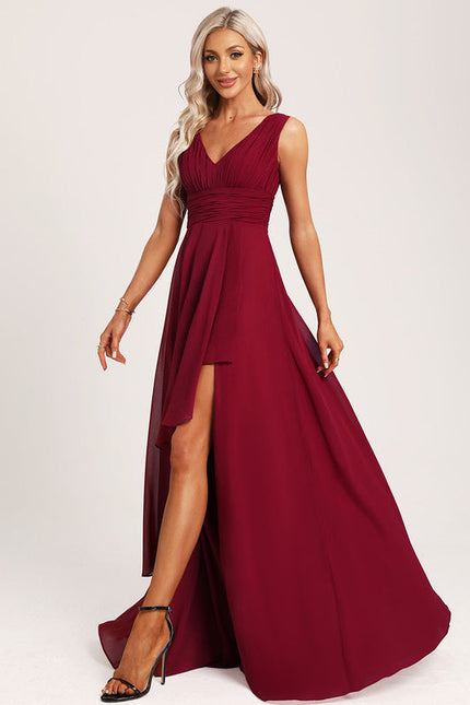 Robe Demoiselle D'Honneur À Volants Rose Pâle - gallery 3