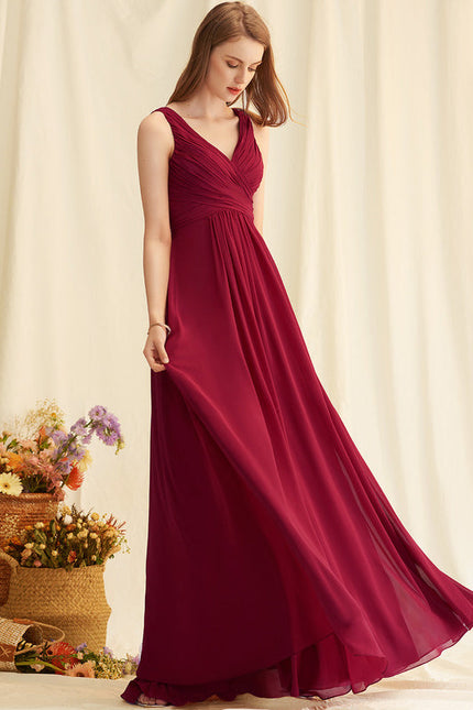 Robe Demoiselle D'Honneur Élégante Bordeaux - gallery 2