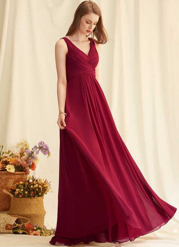 Robe Demoiselle D'Honneur Élégante Bordeaux - gallery 2