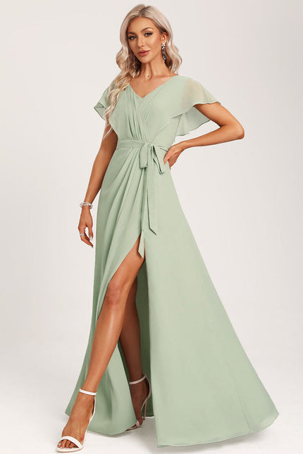 Robe Demoiselle D'Honneur À Volants Rose Pâle - gallery 4