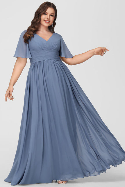 Robe Demoiselle D'Honneur À Volants Rose Pâle - gallery 5