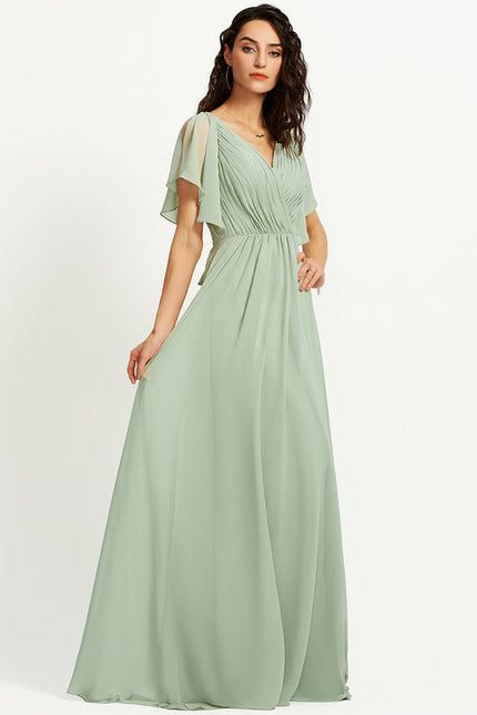 Robe Demoiselle D'Honneur À Volants Rose Pâle - gallery 2