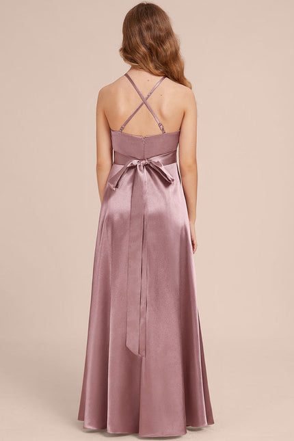 Robe Demoiselle D'Honneur Satin Lilas À Volants - gallery 4