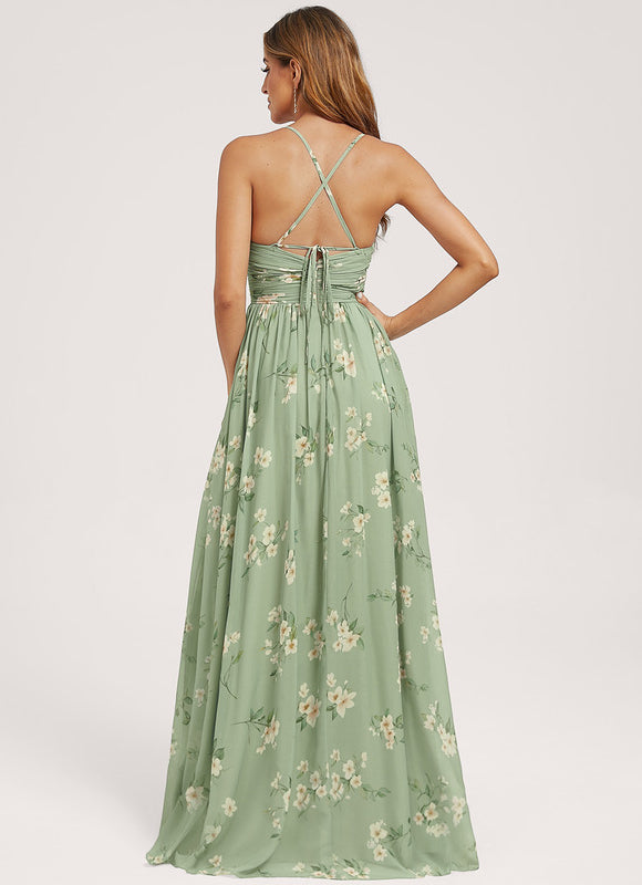 Robe Demoiselle D'Honneur Mousseline Beige - gallery 5