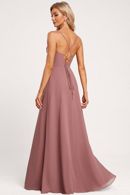 Robe Demoiselle D'Honneur Mousseline Beige - gallery 3