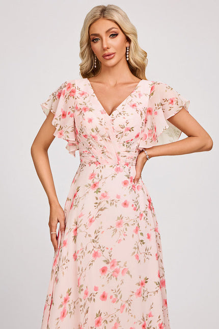 Robe Demoiselle D'Honneur À Volants Rose Pâle - gallery 4