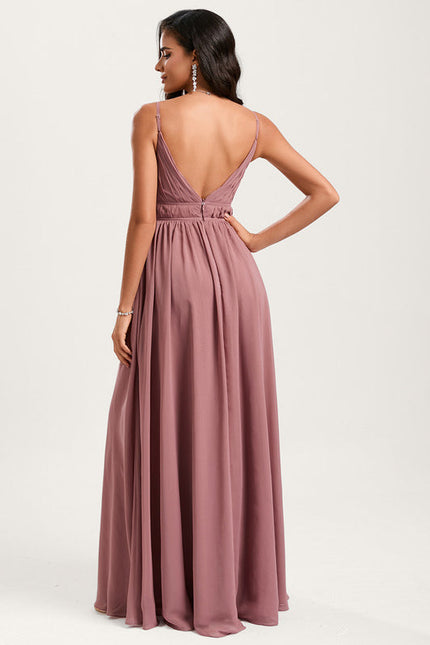 Robe Demoiselle D'Honneur À Volants Rose Pâle - gallery 4