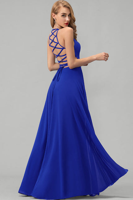 Robe Demoiselle D'Honneur Longue Beige Élégante - gallery 3