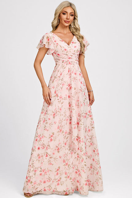 Robe Demoiselle D'Honneur À Volants Rose Pâle - gallery 2