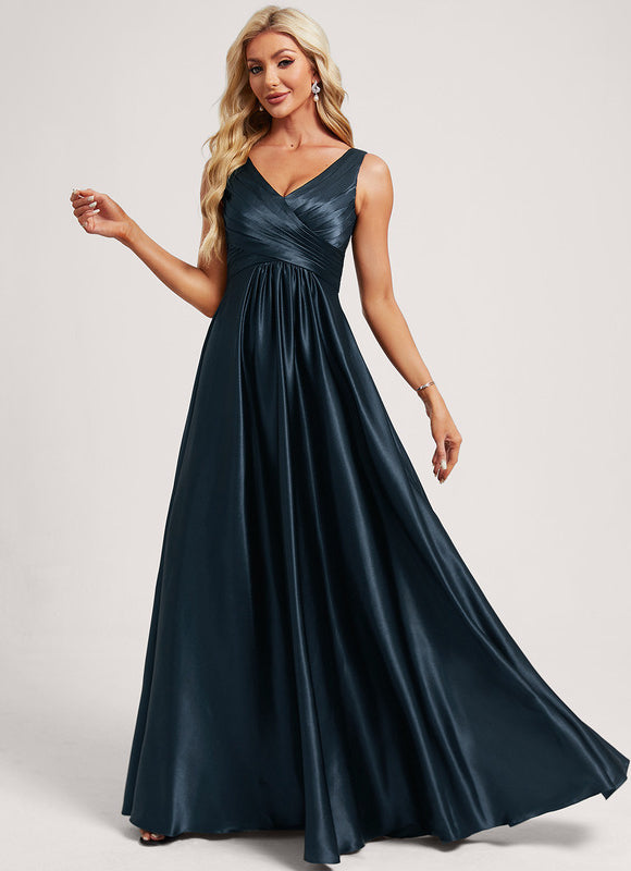 Robe Demoiselle D'Honneur Satin Vert Émeraude - gallery 2