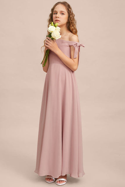 Robe Demoiselle D'Honneur Unicolore Élégante - gallery 1