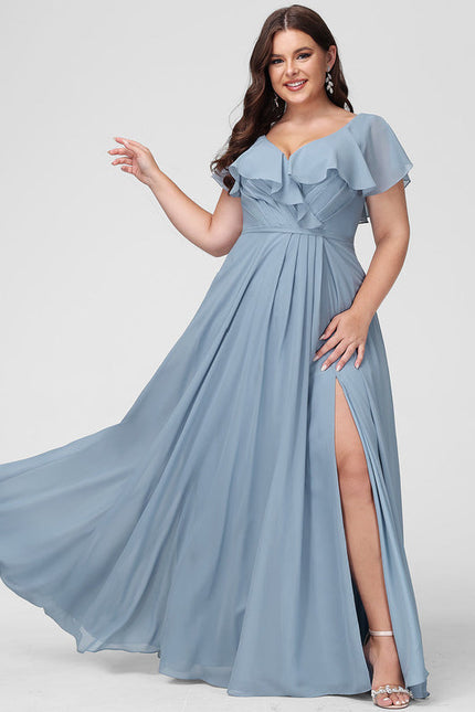 Robe Demoiselle D'Honneur Mousseline Beige - gallery 5