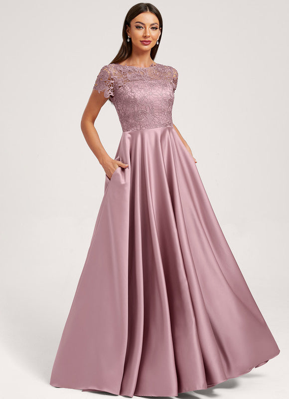 Robe Demoiselle D'Honneur Satin Mauve Élégante