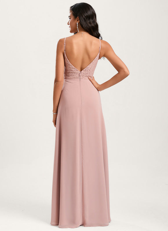 Robe Demoiselle D'Honneur Fluide Rose Pâle - gallery 3