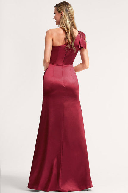 Robe Demoiselle D'Honneur Satin Bordeaux Chic - gallery 4